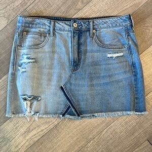 Distressed Denim Mini Skirt